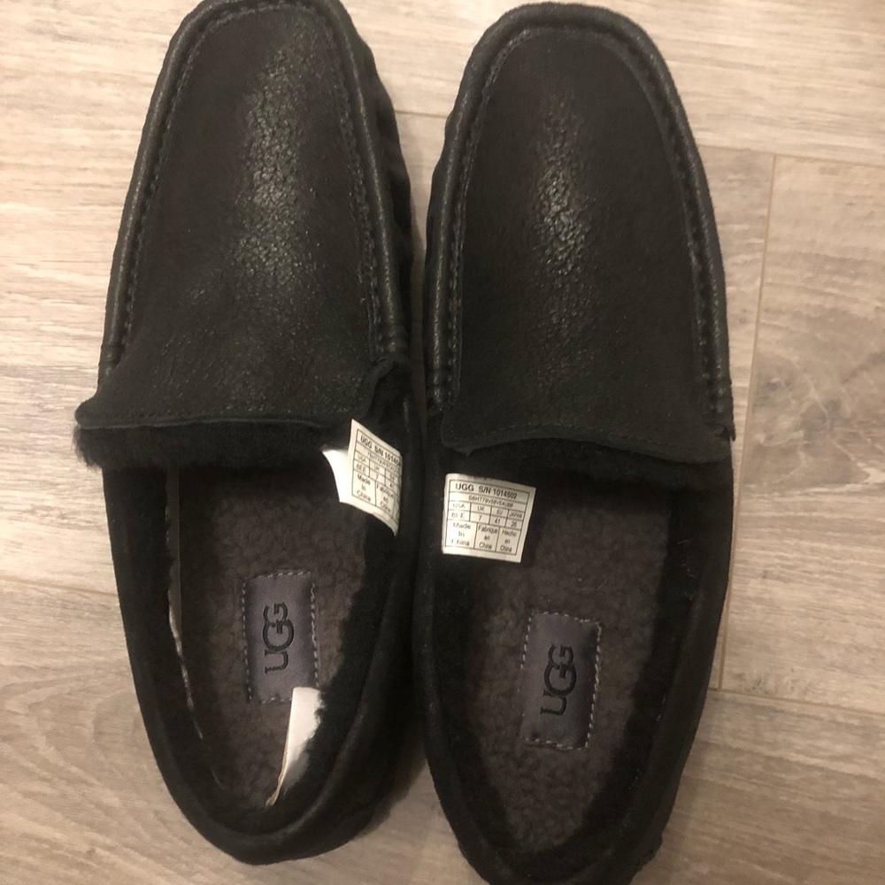 UGG Henrick Bomber Wool Lined Slip On Driving Shoes Black